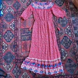 Boho Maxi Sundress with 3/4 Bishop Sleeves